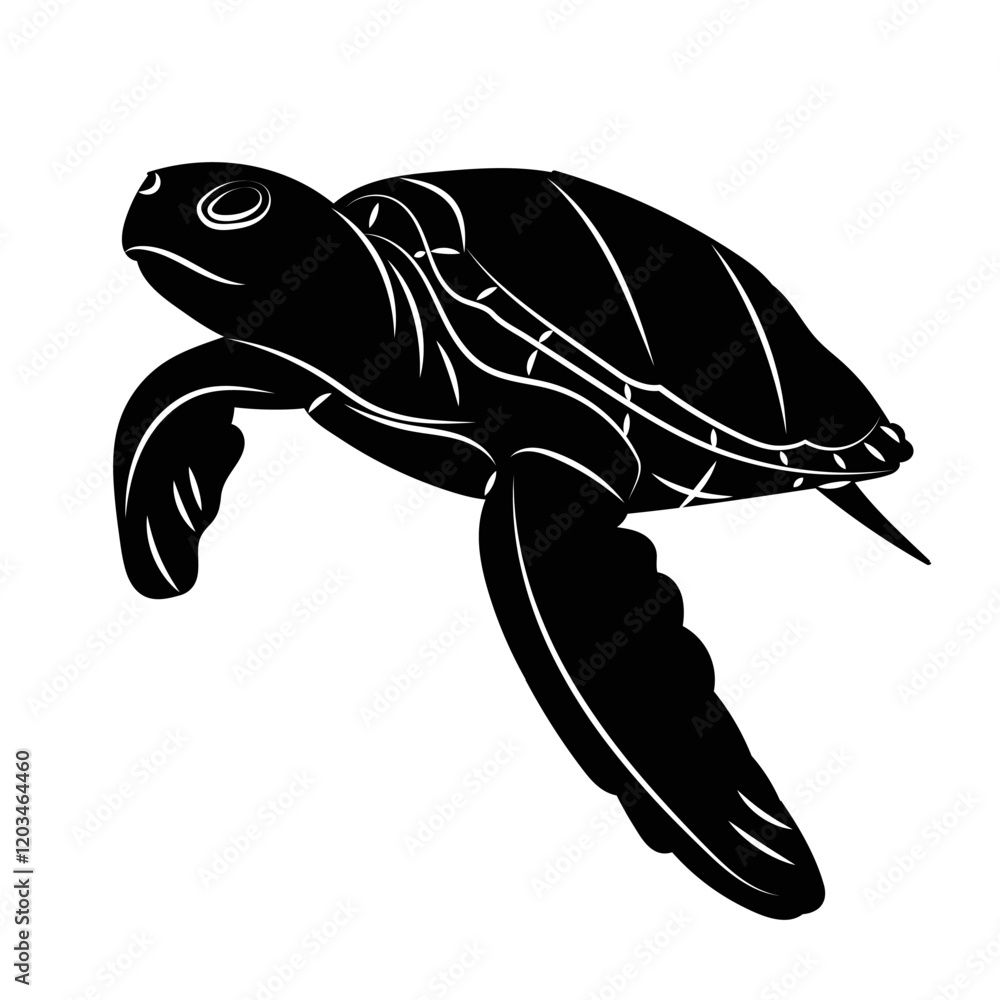 Fototapeta premium turtle swimming black silhouette vector