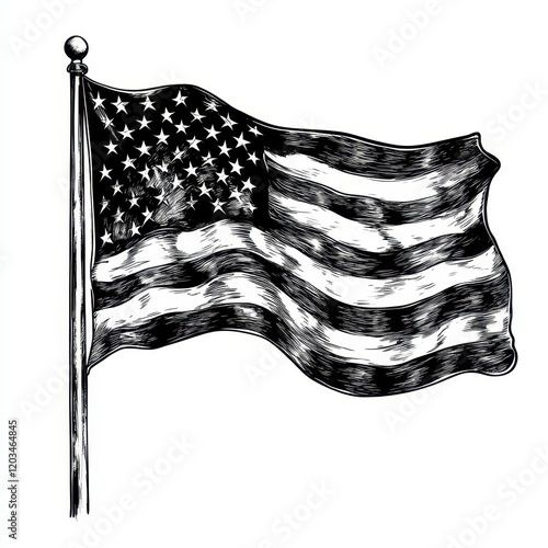 Obraz na płótnie American flag black and white sketch w salonie