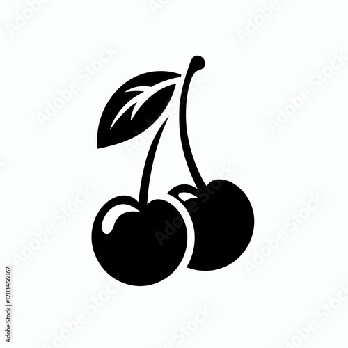 Cherry silhouette in black on a white background