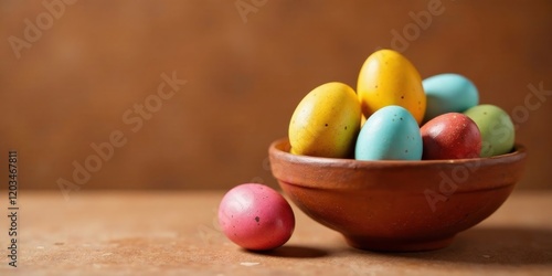 Wallpaper Mural Speckled Easter eggs in a rustic bowl on a table Torontodigital.ca