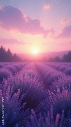 Pastel Twilight Lavender Field