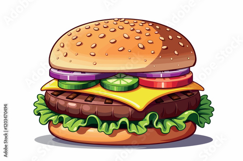 Delicious Cheeseburger with Fresh Toppings