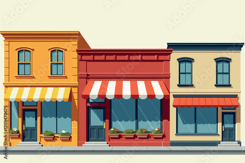 Colorful Storefronts on a Small Town Street