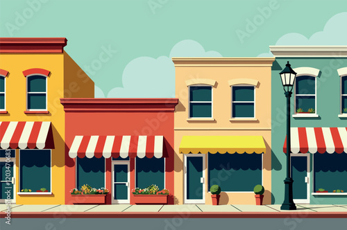 Colorful Storefronts on a Small Town Street