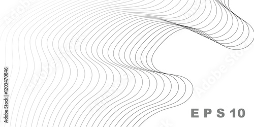 Minimal gray topography line texture background. Vector halftone waves design element eps 10.