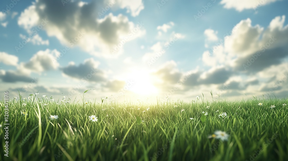 Tranquil Prairie Landscape, gentle grass sways, vibrant wildflowers bloom, vast blue sky stretches endlessly, serene natural beauty unfolds Tranquil Prairie Landscape, gentle grass sways, vibrant wildflowers bloom, vast blue sky stretches endlessly, serene natural beauty unfolds