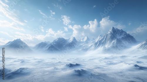 Wallpaper Mural Snow-covered mountain range with a serene sky for text placement  Torontodigital.ca
