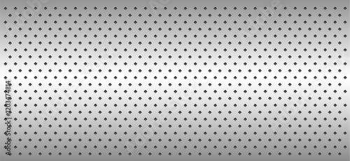 Metal background shiny silver chrome metallic with halftone dots pattern, silver polished steel texture wallpaper.