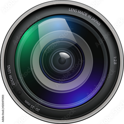 Camera photo lens, 3d icon.