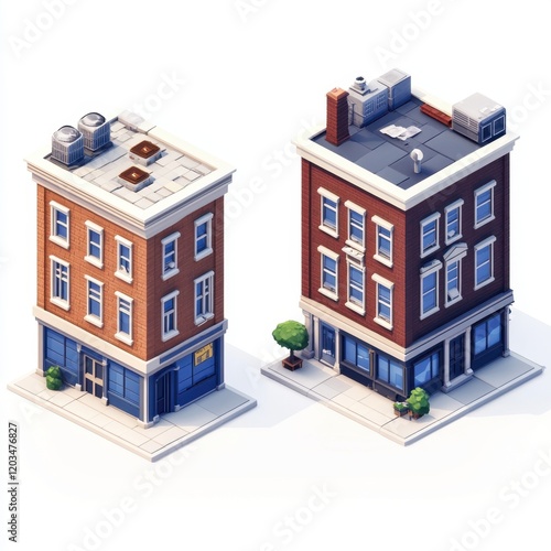 Isometric block of apartment buildings	