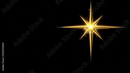Golden Starburst on Black Background, Festive Sparkle
