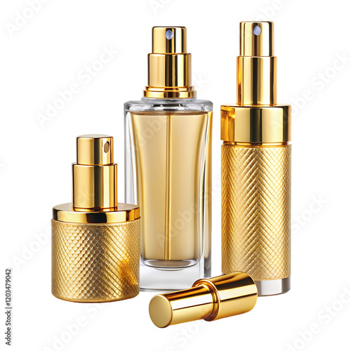 Luxury Gold Perfume Bottles Elegant Design Fragrance Spray Bottles rich life shiny glass clean still