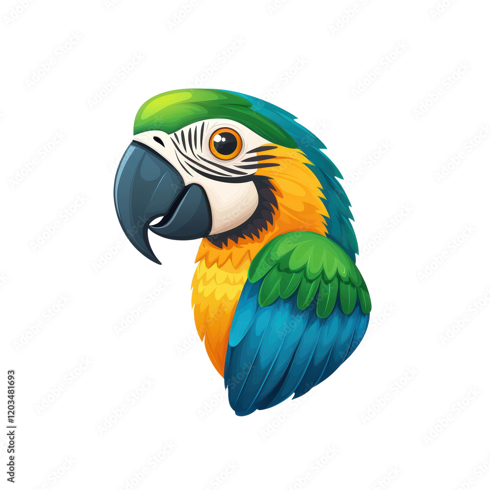 Fototapeta premium Cute Parrot Face with Vibrant Green and Yellow Tones in Detail