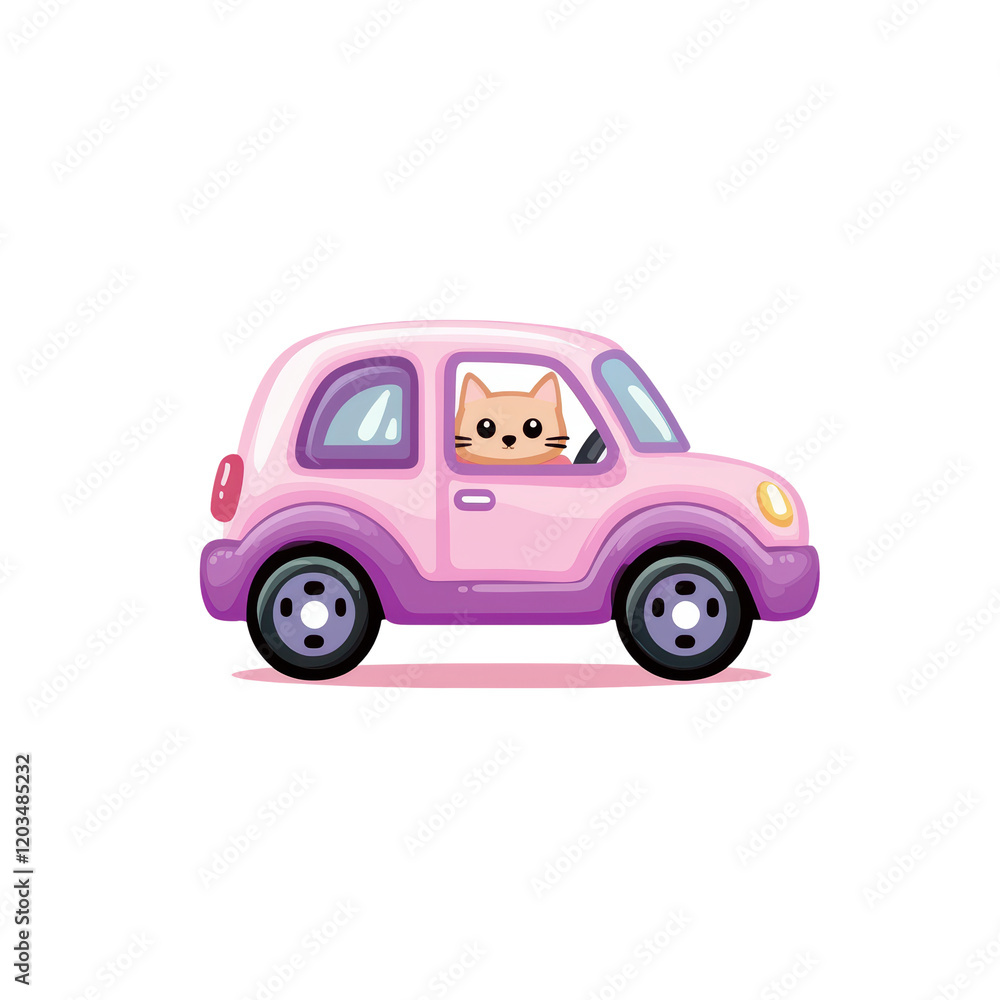 Cute Kawaii Car with Cat Face Inside Clipart for Fun Designs Cute Kawaii Car with Cat Face Inside Clipart for Fun Designs