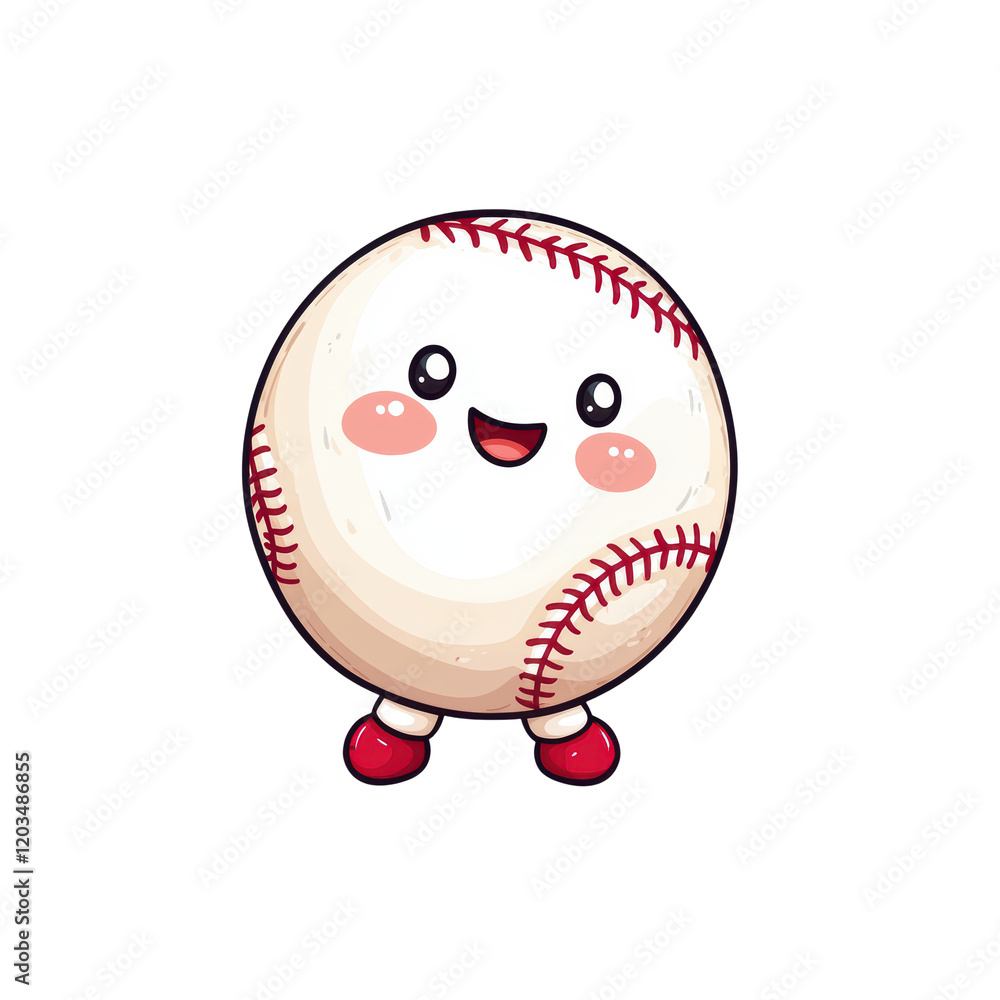 Adorable Kawaii Baseball Clipart Character with Cute Features Adorable Kawaii Baseball Clipart Character with Cute Features