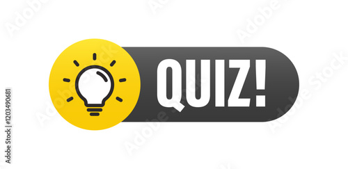 Quiz with bulb icon symbols, concept of questionnaire show sing, quiz button, question competition, exam, interview modern emblem design vector illustration.