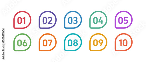 Colorful Number Bullet points, infographics markers. Triangle number bullet point icon arrow set. Number Flags 1 to 10 Flat design isolated vector. Vector illustration