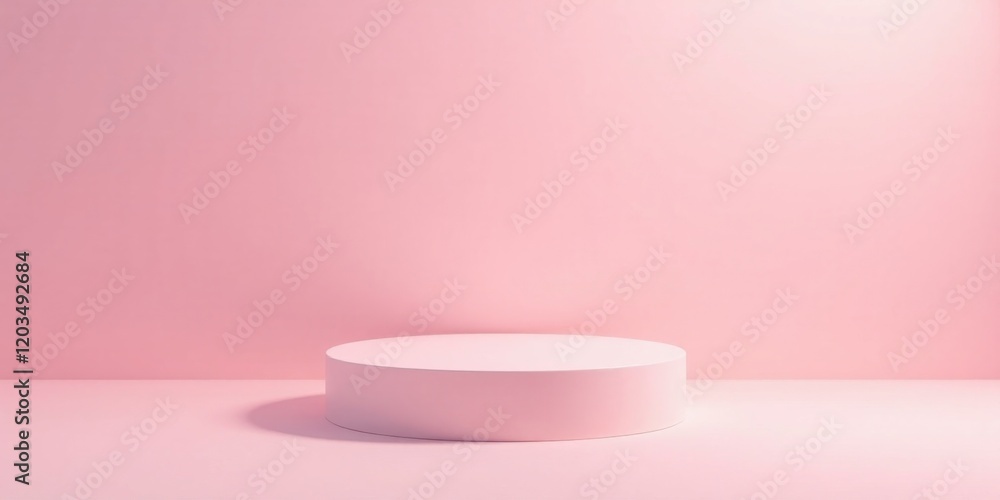 Minimalist Pink Cylindrical Platform on Soft Background for Product Display Minimalist Pink Cylindrical Platform on Soft Background for Product Display