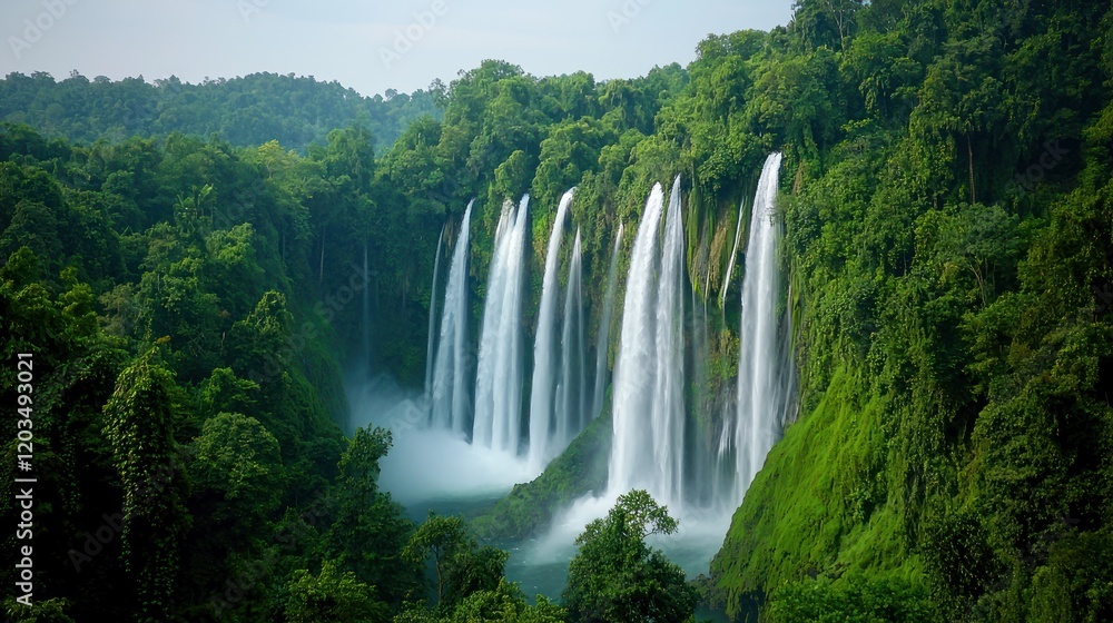 Fototapeta premium Lush Forest Waterfall