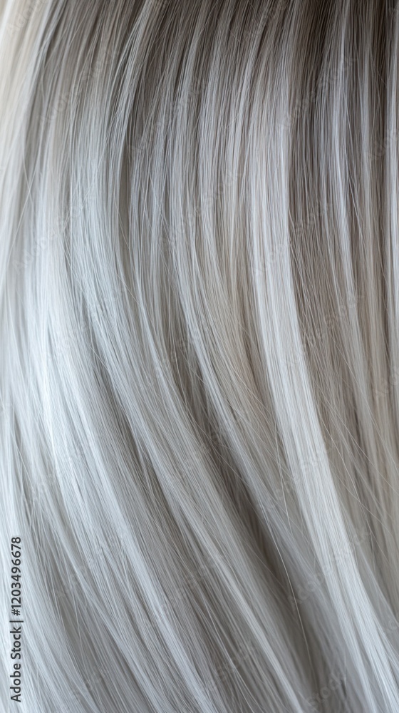 Hair color gradient banner displaying icy cool tones: platinum blonde, steel gray, and soft silver, against a clean backdrop. Hair color gradient banner displaying icy cool tones: platinum blonde, steel gray, and soft silver, against a clean backdrop.