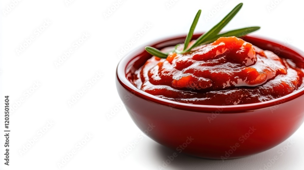 A visually appealing presentation of rich, smooth tomato ketchup in a bowl, perfect for highlighting the texture and temptation of this beloved condiment. A visually appealing presentation of rich, smooth tomato ketchup in a bowl, perfect for highlighting the texture and temptation of this beloved condiment.