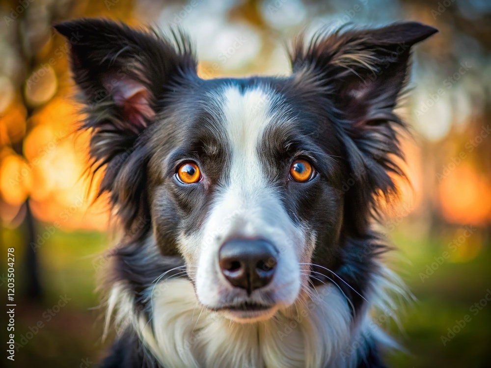 Fototapeta premium Adorable 1.5-Year-Old Border Collie Puppy Close-Up Portrait