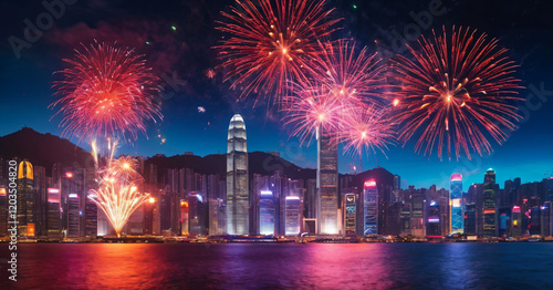 Obraz na płótnie Hong Kong holds fireworks display to celebrate Chinese Lunar New Year w salonie