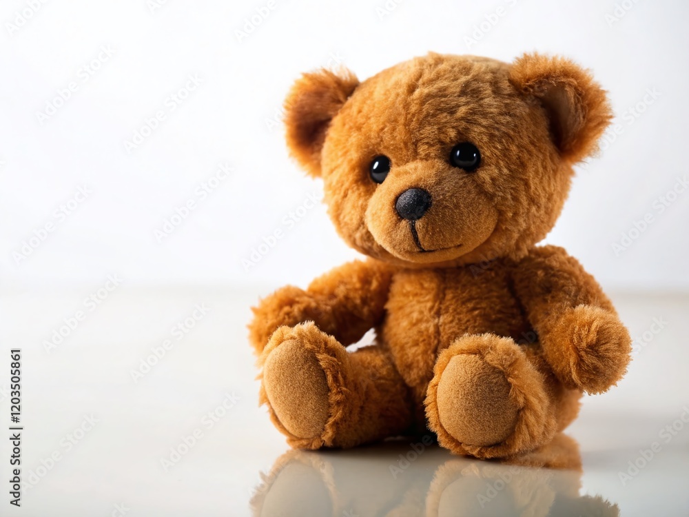 Obraz premium Adorable Brown Teddy Bear, Floppy Arms & Legs, Blank Background, Joyful, Warm