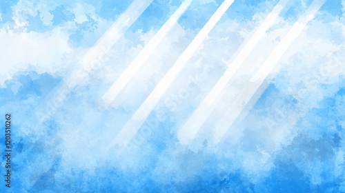 Abstract Blue Watercolor Background with Light Rays