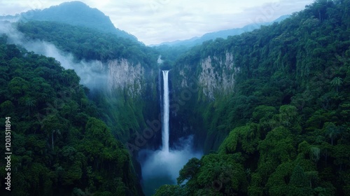 Lush Rainforest Waterfall