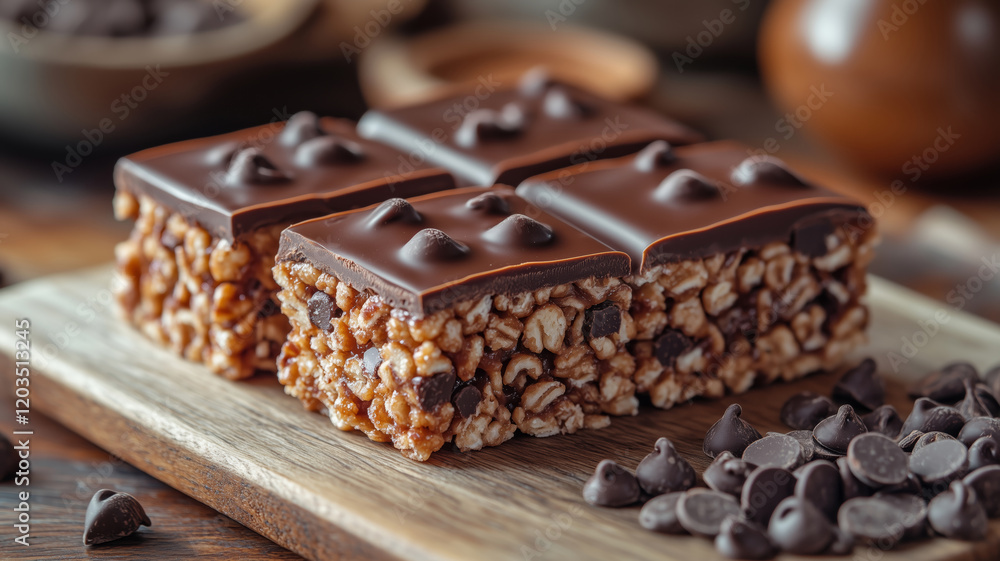Delightful chocolate rice bars ready to satisfy your sweet cravings today Delightful chocolate rice bars ready to satisfy your sweet cravings today