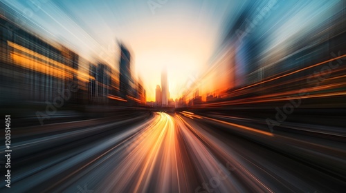 Cityscape Sunset Highway Speed Motion Blur