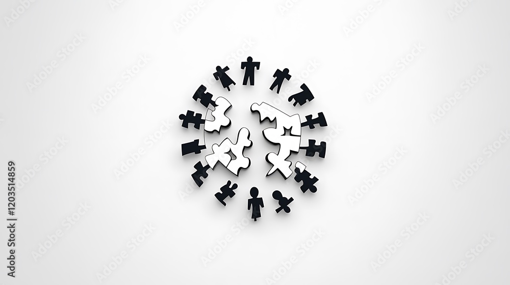 Teamwork Concept with Puzzle Pieces on Clean White Background Teamwork Concept with Puzzle Pieces on Clean White Background