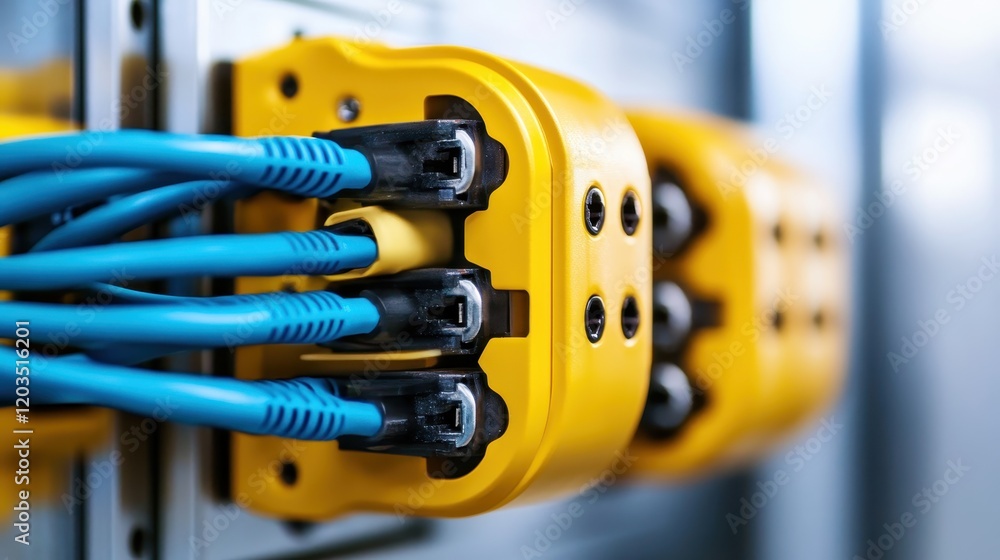 An intricate close-up of yellow cables connecting in a rack, symbolizing the foundation of digital connectivity, highlighting the importance of structured organization in technology. An intricate close-up of yellow cables connecting in a rack, symbolizing the foundation of digital connectivity, highlighting the importance of structured organization in technology.