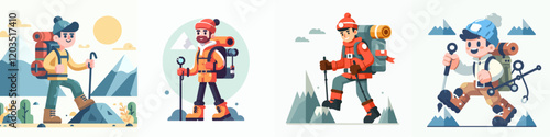 cartoon illustration of people hiking