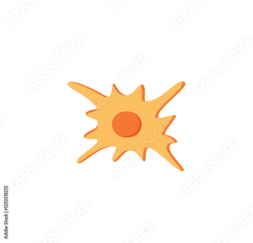 Fibroblast, a cell in the dermis, Connective tissue cell, Fibrosis. Simple structure of Human fibroblast cell. Vector illustration.