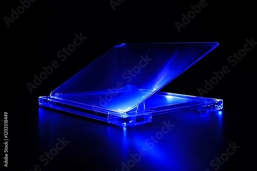 Glowing Transparent CD Case in Blue Light photo