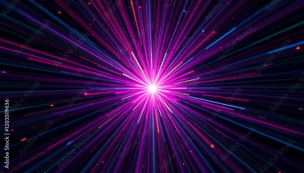 Abstract Neon Light Rays Exploding From Center Abstract Neon Light Rays Exploding From Center