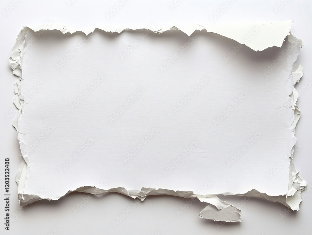 Abstract White Torn Paper Frame, Blank Space, Grunge Texture Abstract White Torn Paper Frame, Blank Space, Grunge Texture