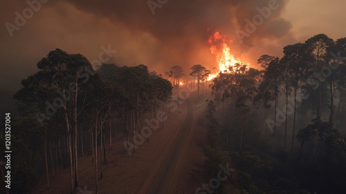 Night Scene of Blazing Wildfire Through Marib Region photo