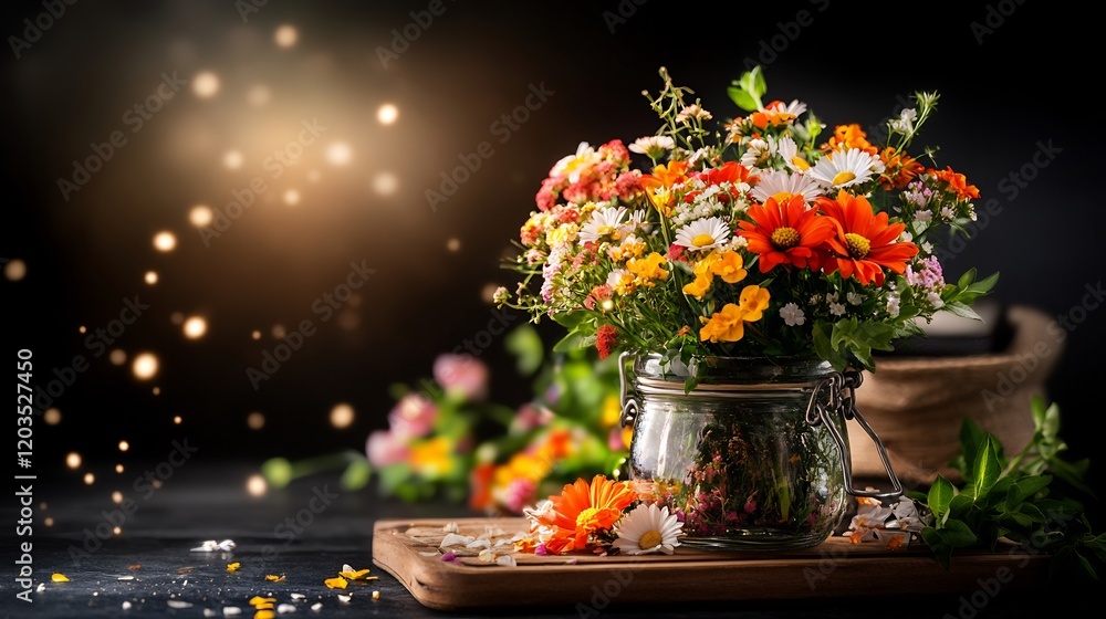 custom made wallpaper toronto digitalVibrant wildflowers bloom brightly in soft warm light. AI Generated