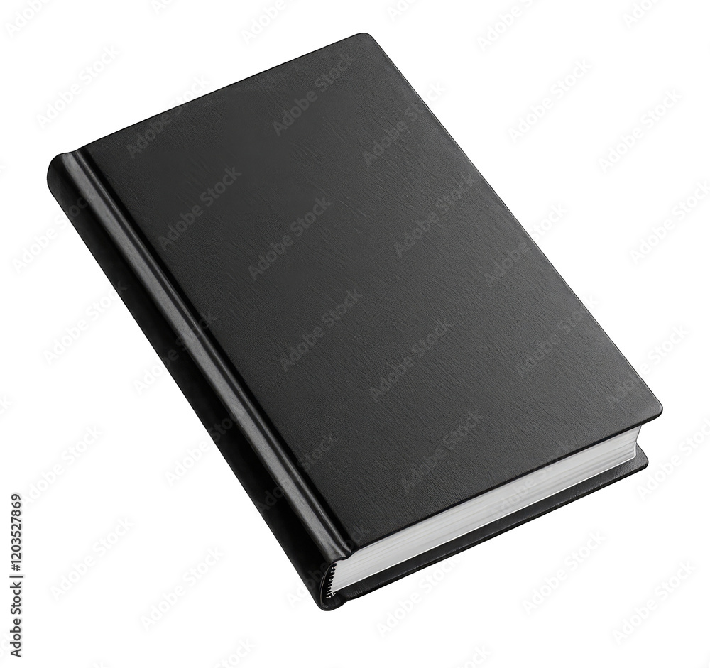 Black hardcover book mockup, isolated on a transparent PNG white background, floating in the air, simple design Black hardcover book mockup, isolated on a transparent PNG white background, floating in the air, simple design