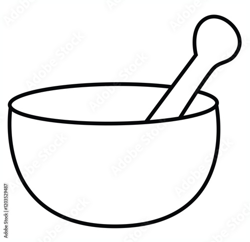 Cute cartoon hand drawn vector Mortar and pestle coloring page.