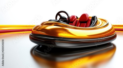A modern bumper car captured in glossy finish showcases a sleek design that emphasizes innovation and style, ideal for amusement park experiences and excitement.