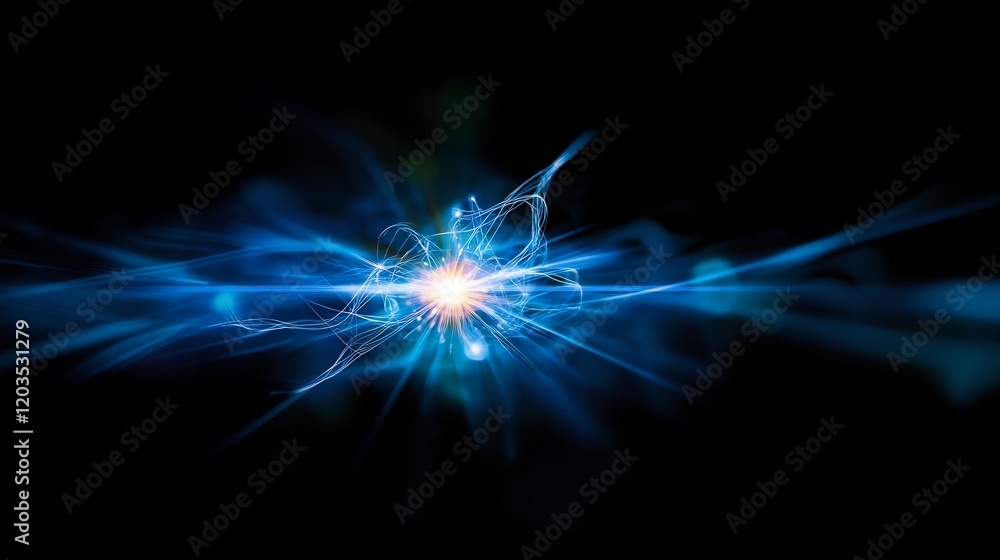 Fototapeta premium Intense Blue Energy Burst Radiating Light. AI Generated