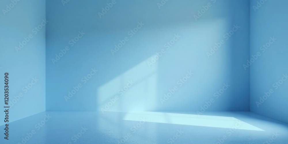 Serene Light Illuminates an Empty Room's Corner, Casting Gentle Shadows on the Pale Blue Walls and Floor Serene Light Illuminates an Empty Room's Corner, Casting Gentle Shadows on the Pale Blue Walls and Floor