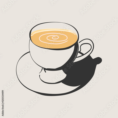 A hand-drawn ink and chalk picture for the menu: a vintage cup of coffee. Vector illustration.