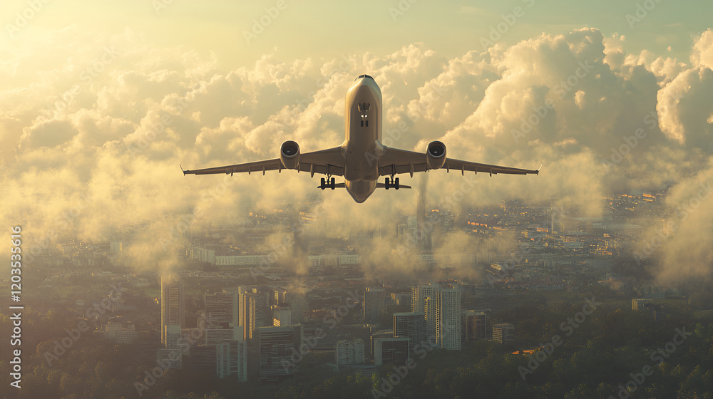 Futuristic 3D Render of a Plane Taking Off at Dusk, Aircraft in Action: High-Quality 3D Rendering Futuristic 3D Render of a Plane Taking Off at Dusk, Aircraft in Action: High-Quality 3D Rendering