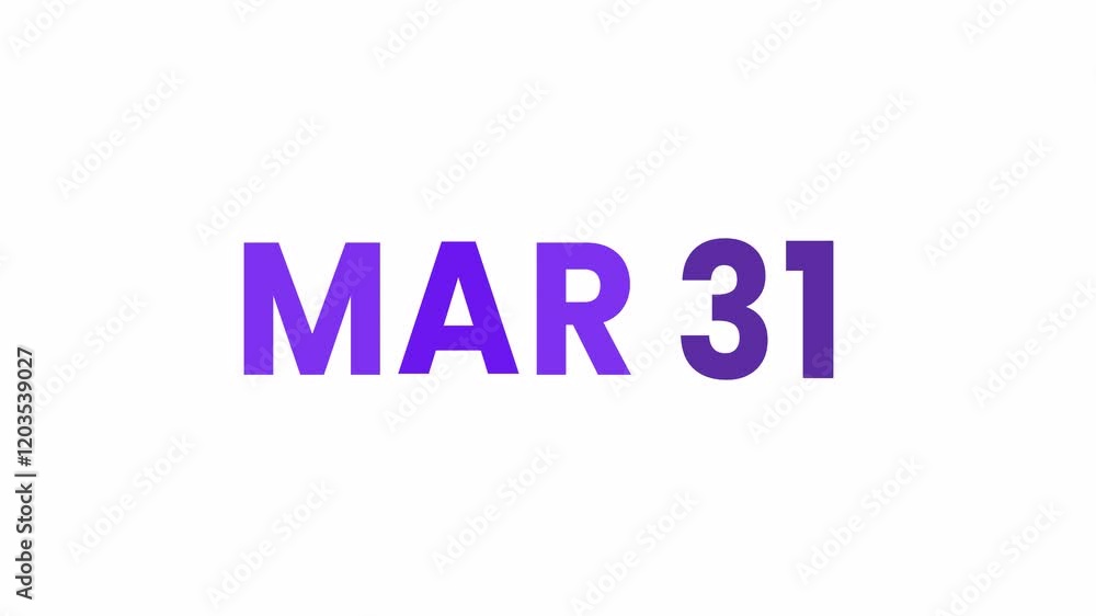 31st March calendar icon animation. Alpha matte with transparent background 4K resolution. 31st March calendar icon animation. Alpha matte with transparent background 4K resolution.