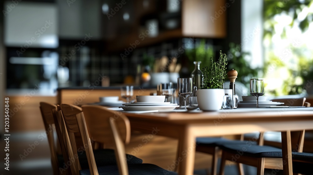 Modern Kitchen Dining Table Setting: A Serene Atmosphere Modern Kitchen Dining Table Setting: A Serene Atmosphere
